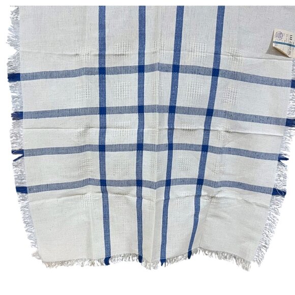 Vintage Mid Century Warsaw‎ Polish Hand Woven Plaid Linen Table Runner - Picture 6 of 7